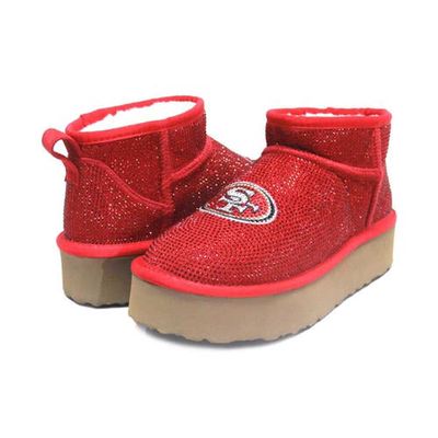 Women's Cuce Scarlet San Francisco 49ers Crystal Platform Boots