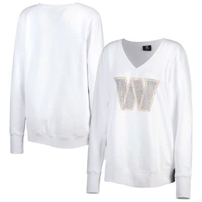 Women's Cuce White Washington Commanders Square Neck Pullover Sweatshirt
