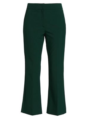 Women's Curzio Cropped Flare Trousers - Dark Green - Size 10