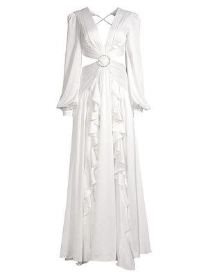 Women's Cut-Out Maxi Dress - White - Size 2