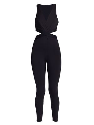 Women's Cut-Out Wrap Jumpsuit - Black - Size XS - Black - Size XS