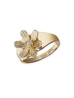 Women's Daisy 14K-Gold-Plated & Diamond Ring - Size 6 - Gold - Size 6