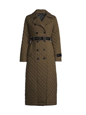 Women's Daisy Quilted Trench Coat - Army - Size Large