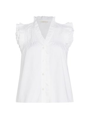 Women's Dana Cotton Sleeveless Blouse - White - Size Medium