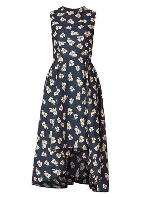 Women's Daniela Floral Midi-Dress - Peach Navy - Size 12