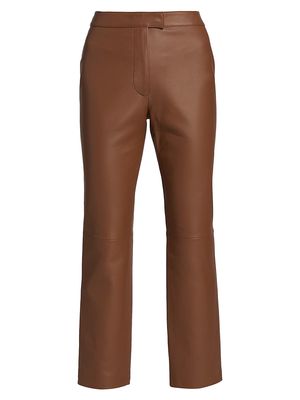 Women's Davina Leather Pants - Caramel - Size 2 - Caramel - Size 2