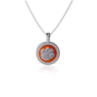 Women's Dayna Designs Clemson Tigers Enamel Silver Coin Necklace