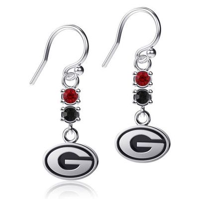 Women's Dayna Designs Georgia Bulldogs Dangle Crystal Earrings in Silver