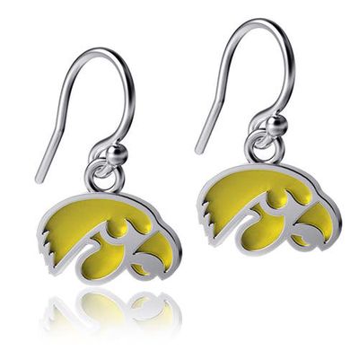 Women's Dayna Designs Iowa Hawkeyes Silver Enamel Dangle Earrings