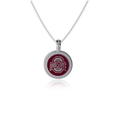 Women's Dayna Designs Ohio State Buckeyes Enamel Silver Coin Necklace