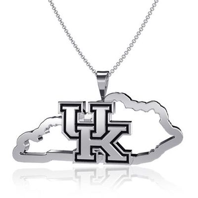 Women's Dayna Designs Silver Kentucky Wildcats Team State Outline Necklace