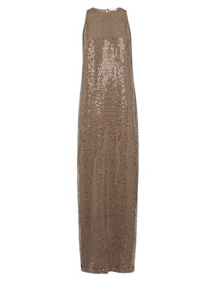 Women's Dazzling Embroidery Dress In Crispy Silk - Beige - Size XXXXXXL