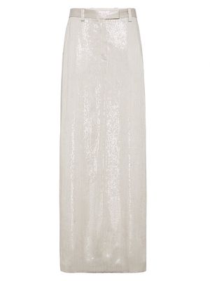 Women's Dazzling Satin Sartorial Maxi Skirt - Beige - Size 2