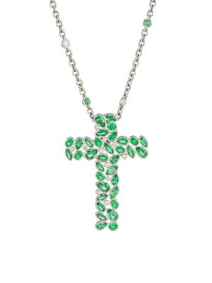 Women's De La Vie Emerald Cross Pendant - Green - Green