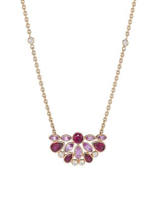 Women's De La Vie Ruby & Pink Sapphire Cluster Necklace - Pink - Pink