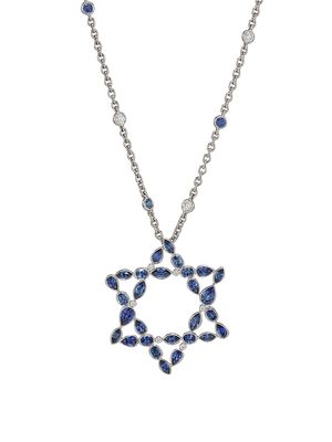 Women's De La Vie Sapphire & Diamond Star Of David Pendant Necklace - Platinum - Platinum