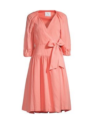 Women's Debra Linen Wrap Dress - Peachy - Size Small - Peachy - Size Small