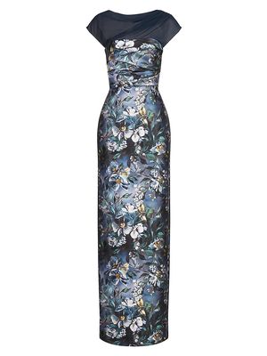 Women's Delana Mikado Column Gown - Alfresco Floral - Size 6