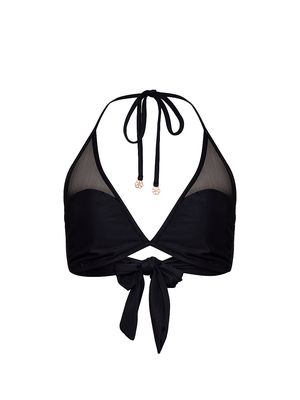 Women's Delphine Mesh-Inset Bikini Top - Black - Size Small - Black - Size Small