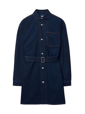 Women's Denim Belted Shirtdress - Indigo Blue - Size 2