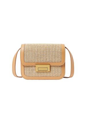 Women's Desi Raffia & Leather Crossbody Bag - Honey