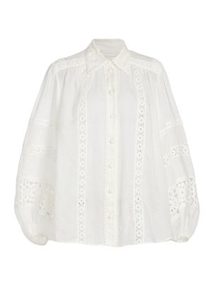 Women's Devi Crochet-Trim Billow Blouse - Ivory - Size 6