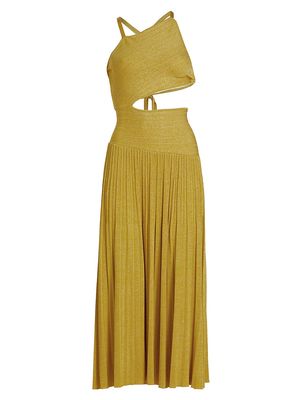 Women's Devi Metallic Cut-Out Maxi Dress - Mustard - Size 4