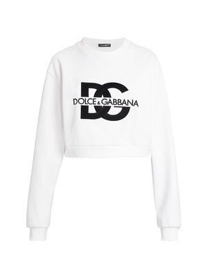 Women's DG Logo Crewneck Sweatshirt - Bianco Naturale - Size 0