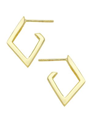 Women's Diamond 18K Gold-Plate Hoop Earrings - Gold - Gold