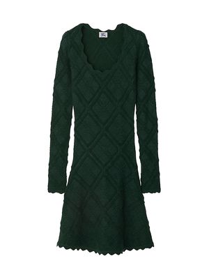 Women's Diamond-Quilt Wool-Blend Midi-Dress - Vine - Size Medium