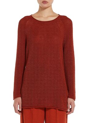 Women's Diretta Cotton-Linen Sweater - Terracotta - Size XS