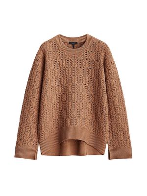 Women's Divya Cable-Knit Wool Sweater - Camel - Size XS