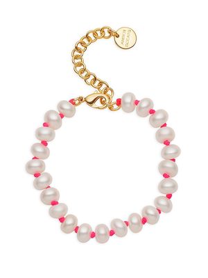 Women's Dixie 24K-Gold-Plated, 5MM Cultured Freshwater Pearl, & Nylon Cord Bracelet - Pink - Pink