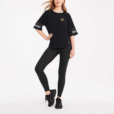 Women's DKNY Sport Black Boston Bruins Diana Tri-Blend Oversized T-Shirt