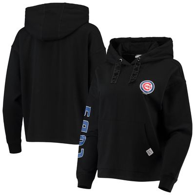 Women's DKNY Sport Black Chicago Cubs Staci Pullover Hoodie