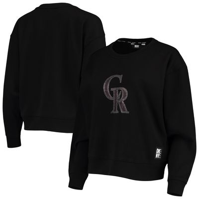 Women's DKNY Sport Black Colorado Rockies Carrie Pullover Sweatshirt