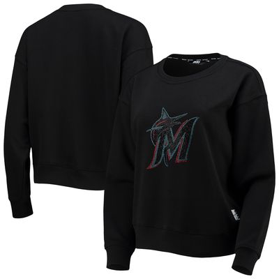 Women's DKNY Sport Black Miami Marlins Carrie Pullover Sweatshirt