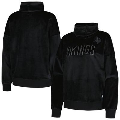 Women's DKNY Sport Black Minnesota Vikings Deliliah Rhinestone Funnel Neck Pullover Sweatshirt