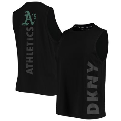 Women's DKNY Sport Black Oakland Athletics Tri-Blend Tank Top