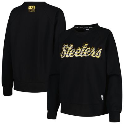 Women's DKNY Sport Black Pittsburgh Steelers Regina Pullover Sweatshirt