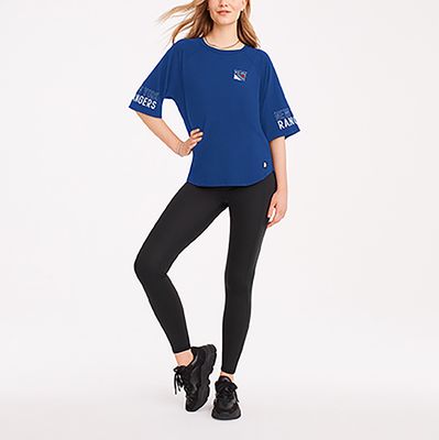 Women's DKNY Sport Blue New York Rangers Diana Tri-Blend Oversized T-Shirt