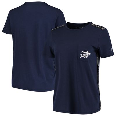 Women's DKNY Sport Blue Oklahoma City Thunder Donna Sport Pocket Tri-Blend T-Shirt