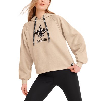 Women's DKNY Sport Cream New Orleans Saints Debbie Dolman Raglan Pullover Hoodie