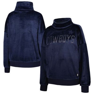 Women's DKNY Sport Navy Dallas Cowboys Deliliah Rhinestone Funnel Neck Pullover Sweatshirt
