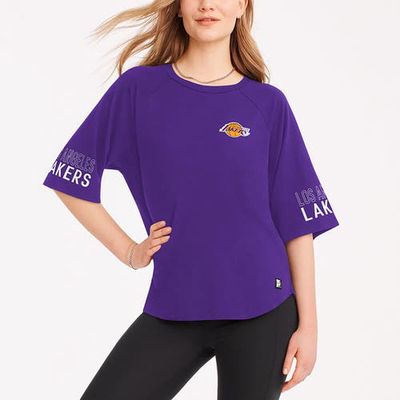 Women's DKNY Sport Purple Los Angeles Lakers Diana Raglan Tri-Blend Oversized T-Shirt