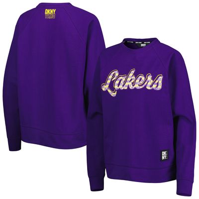 Women's DKNY Sport Purple Los Angeles Lakers Regina Raglan Pullover Sweatshirt