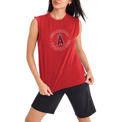 Women's DKNY Sport Red Los Angeles Angels Madison Tri-Blend Tank Top