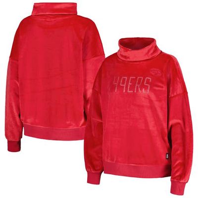 Women's DKNY Sport Red San Francisco 49ers Deliliah Rhinestone Funnel Neck Pullover Sweatshirt in Scarlet