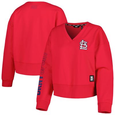 Women's DKNY Sport Red St. Louis Cardinals Lily V-Neck Pullover Sweatshirt
