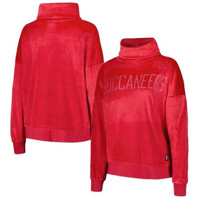 Women's DKNY Sport Red Tampa Bay Buccaneers Deliliah Rhinestone Funnel Neck Pullover Sweatshirt